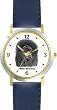 Poodle - Black (SC) Dog - WATCHBUDDY&reg; CLASSIC DELUXE TWO-TONE THEME WATCH - Arabic Numbers-Blue Leather Strap-Women's Size-Small