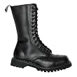 MENS Gothic Mid Calf Boots Single Sole Low Heel 14 Eyelet Black Leather Calf Boot Steel Toe