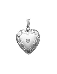 Sterling Silver Cremation and Hair Locket w/ Diamond Center 3/4 inch x 3/4 inch in Sterling Silver