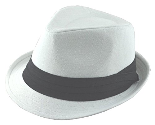 White Cotton Fedora Black Band-l/xl