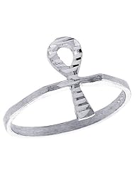Sterling Silver Wedding & Engagement Ring Diamond Cut Ankh Cross Ring for... by Double Accent
