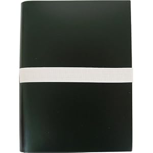 Black with White Elastic Cavallini Moderno Elastic Bound Leather Journal