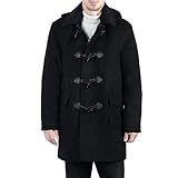 IMAGE OF BGSD Men's Hooded Wool Blend Toggle Duffle Coat - Black XX-Large