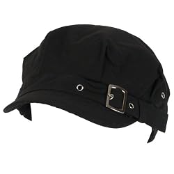 New Cotton Buckle Belt Newsboy Cabbie Cadet Cap Hat Black
