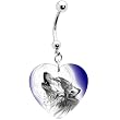 Heart Moon Howling Wolf Belly Ring