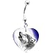 Heart Moon Howling Wolf Belly Ring