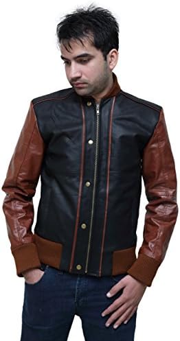 Men's 90's Vintage Leather Bomber Jacket S Brown & Black