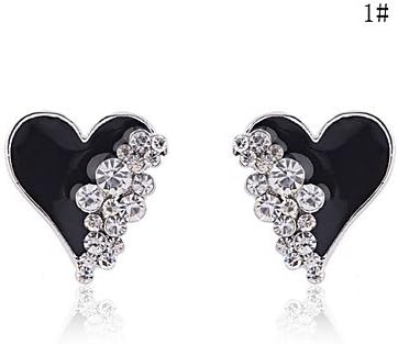 KT @Gold Plated Enamel Heart with Crystals Earrings Black