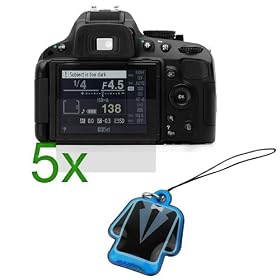 GTMax 5 x Premium Clear LCD Screen Protector Guard + LCD Mobile Screen Cleaner for Nikon D5100 SLR Digital Camera
