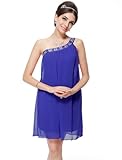 Ever Pretty Stunning Rhinestones One Shoulder Short Formal Dress 03388, HE03388SB18, Sapphire Blue, 16US