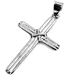Sterling Silver Pendant - Cross - Fluted - 43mm Height