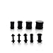 Schmuck : 9er SET Plug Lobe Tunnel SCHWARZ Stopfen 1,6mm - 10mm