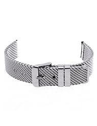 18mm Unisex Thick Mesh Steel Watch Band Strap Bracelet Pin Buckle Silver Fashion