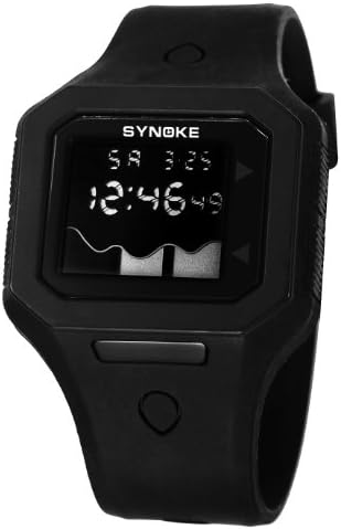 Ampmall® Young Men Mechanical Military Digital Quartz Sports Waterproof Fashion Full Steel Quartzwristwatches Men's Swim Diving Outdoor Candy Led Male Clock Special Function Luminou Synchronized Display Dual Time Climbing Shockproof Multi-function Electronic Watch Double Movement Silicone Jelly Watch Needle Electronic Watch Student Watch Female Birthday Holiday Gifts Back Light with Unique Ampmall Lable (Black-67766)