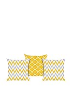 Apolena Set Funda De Cojín 3 Uds. (Blanco/Gris/Amarillo)