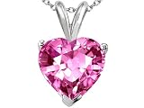 2.03 cts Genuine Lab Created Heart Pink Topaz Pendant - 14kt White or Yellow Gold