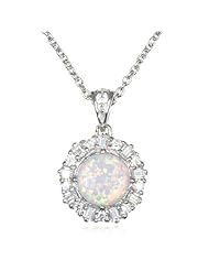 Synthetic White Opal Donut Pendant-18"