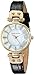 Anne Klein Women's AK/1950MPBK Gold-Tone and Black Leather Strap Watch