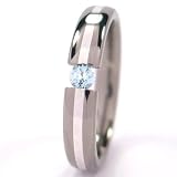 New 4mm Titanium Tension Set Ring w/ Silver Inlay, Aquamarine Bands, Free Sizing 4.5-11