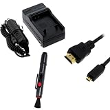 GTMax LI-50B AC Travel Charger with Car Adapter + 6FT Micro HDMI Cable + Cleaning Lens Pen For Olympus SZ-10 SZ-20 SZ-30MR XZ-1 SP-800UZ TG-610 TG-810 Digital Cameras