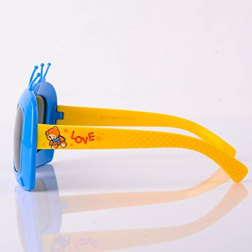 Doomagic D802 Kids Polarized Sunglasses Rubber Flexible Foldable Protect Eyes 100%UV Cute For Boys Girls Age 2-12 Yr (Blue/Yellow)