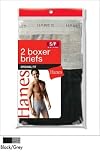 2 PACK Hanes Black/Grey Cotton Boxer Briefs for Men - Comfortable yet Stylish!