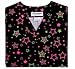 Neon Stars Black 100% Cotton Print Scrub Top (S-3X) SIZES RUN LARGE!