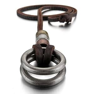 Justeel Homme Alliage Pendentif Collier Hommes Argent Anneau Millésime ,avec la Chaîne, avec boîte-cadeau
