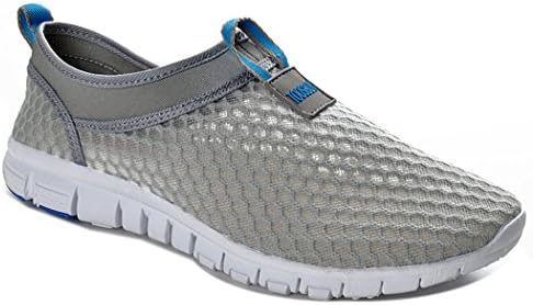 Jinfen Womens& Men's Breathable Mesh Shoes,Running Shoes,Exercise,Slip-on EU43 Grey Blue