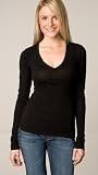 C  C California Black Deep V Neck L/S