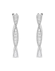 14k White Gold 1.48 Carat Diamond Oval Hoop Earrings