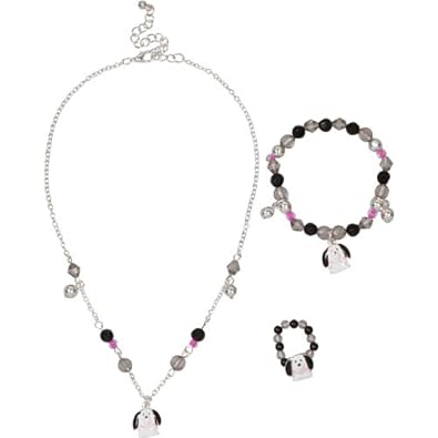 Cheap Girls Jewelry Heirloom Finds Little Girl Puppy Dog Charm Stretch Bracelet Ring Necklace Set For Sale