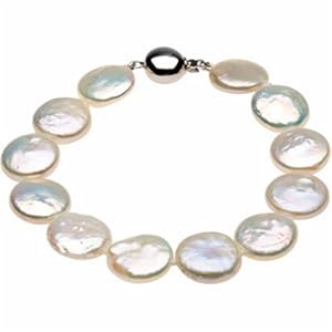 Lovely White Cultured Coin Pearl Braclet