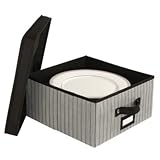 Richards Homewares China Storage Black Stripe Dinner Plate Chest – Gray