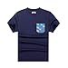 Beautiful Giant Jacquard Pocket T-Shirt Crew-Neck Short Sleeve Navy TEE