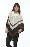 15184X-BC-2X Curve Appeal Plus Size Cowl Neck Sweater Poncho in BROWN COMBO Size: 2X