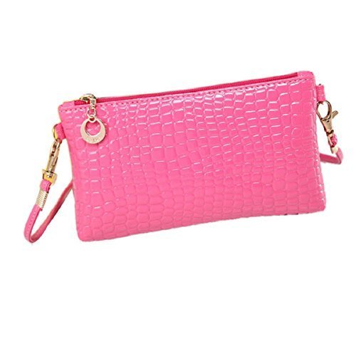 Doinshop Crocodile Messenger Bags Crossbody Clutch Women Shoulder Handbag (pink)