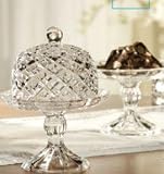 Fifth Avenue Crystal Muirfield Faceted Crystal Mini Pedestal Serving Plates with Domes, Set of 2