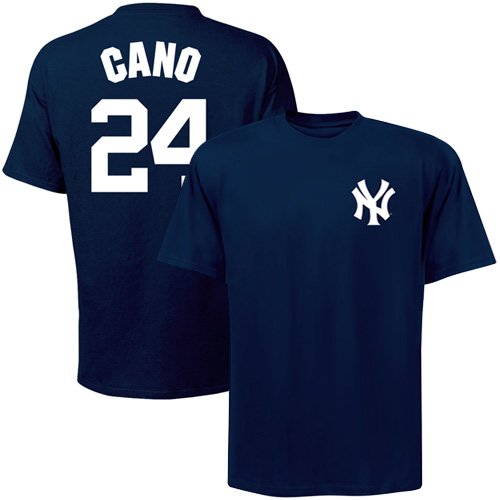 New York Yankees Robinson Cano Player Name & Number Youth T-Shirt by Majestic Athletic - Navy Medium