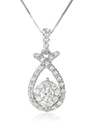 14K White Gold Cluster Teardrop Diamond Pendant Necklace (1/2 Cttw, H-I Color, I2 Clarity), 18"