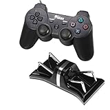 GTMax Black Dualshock Sixaxis Wireless Controllers + LED Dual Controller Cradle Charger for Sony Pla