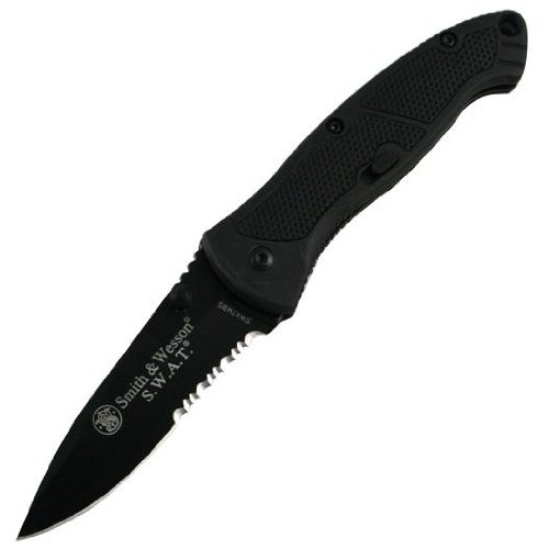 Smith & Wesson SWATMBS Swat Medium Serrated Assisted Opening Knife, Black