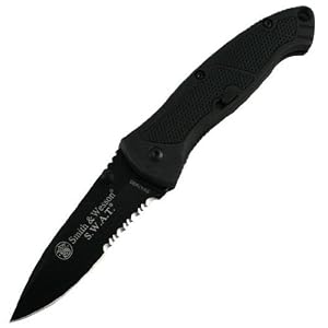 Smith and Wesson SWATMBS Swat Medium Serrated Assisted Opening Knife, Black by 