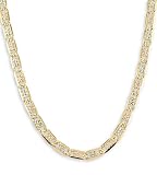 Solid 14k Two Tone Gold Valentino Chain Necklace 3.9 mm