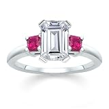 1.50 CT EMERALD DIAMOND W PRINCESS PINK SAPPHIRE RING