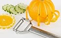 Titan Twin Microblade Vegetable Peeler - Stainless Steel - Complete With Julienne Cutter and Mandoline Slicing Board