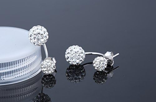 Nice Buckeye Rhodium Plated Diamonds Accented Double Balls Stud Earrings