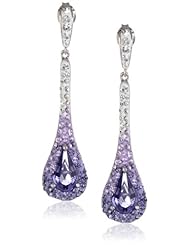 Carnevale Sterling Silver Purple Tear Drop Earrings with Swarovski Elements