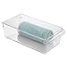 iDesign Linus Plastic Fridge and Freezer Storage Organizer Bin with Handle, Clear Container for Food, Drinks, Produce Organization, BPA-Free , 11.5