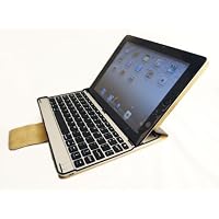 Clearance SALE - GSAstore Stylish Premium Quality Faux Leather Folio with Aluminum Bluetooth Keyboard / Stand for Apple New iPad 3/ iPad 2.